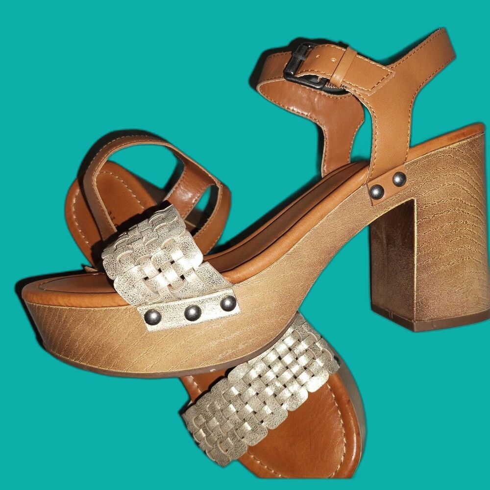 Indigo Rd Draft Wooden Platform Heels Size 10 - Picture 2 of 7